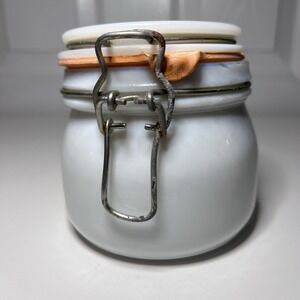 Vintage Milk Glass Wheaton Lidded Jar Canister Bale Clamp Locking Rubber Gasket‎